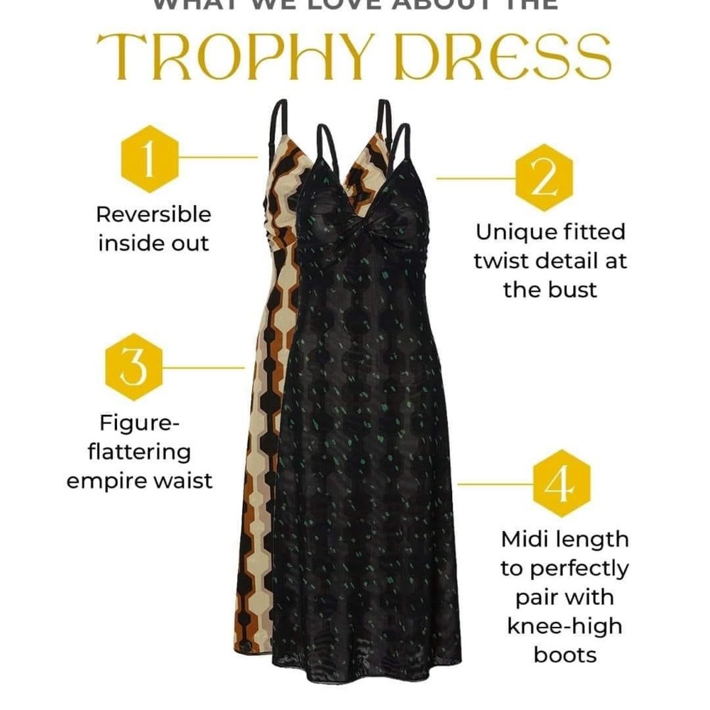 Reversible Cabi Trophy Dress . Sample but never worn . Great 2 in 1 dress!